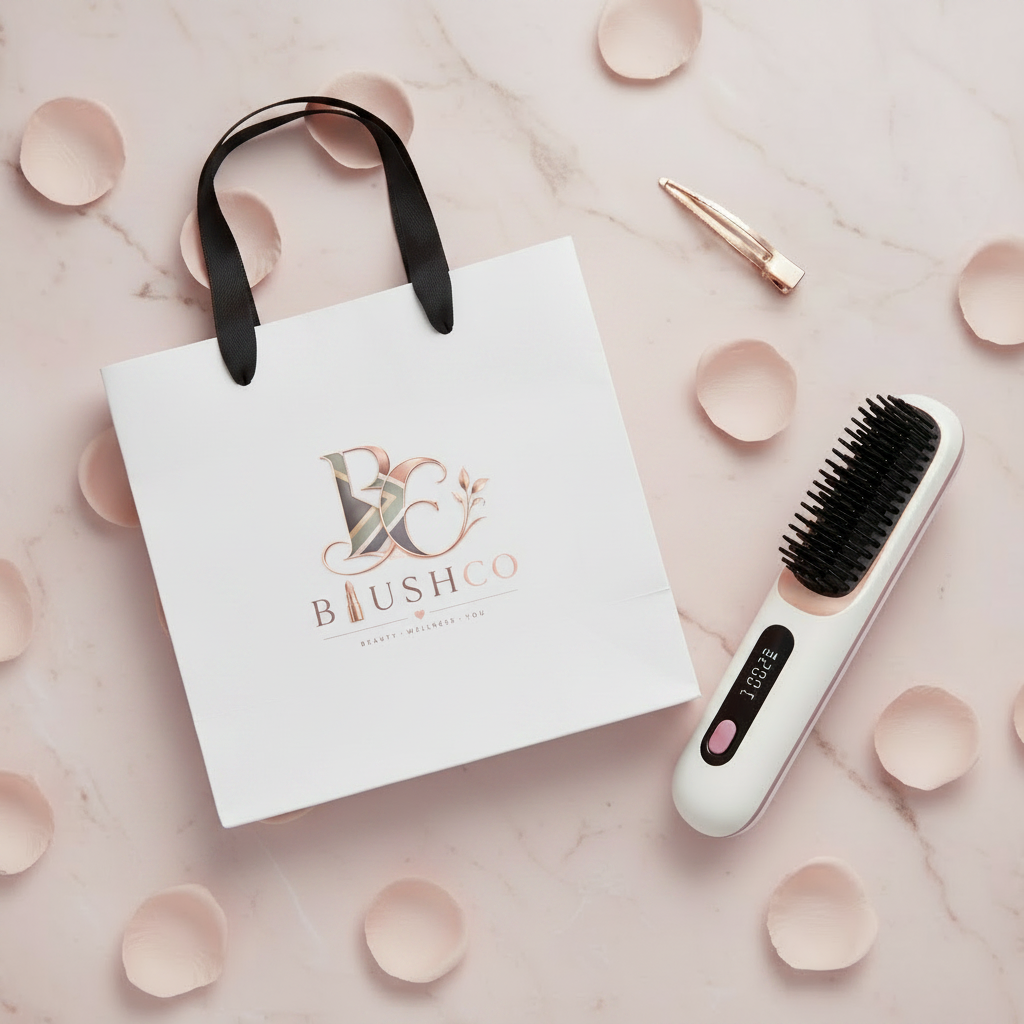 BlushCo Flat Lay with Shopping Bag